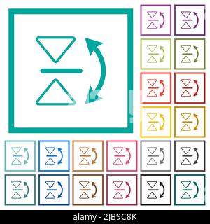 Flip verticale contorno icone di colore piatto con quadranti frame su sfondo bianco Illustrazione Vettoriale