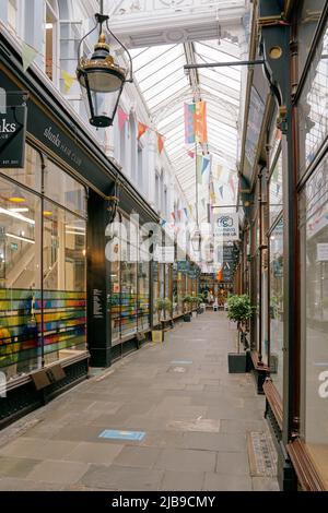 La Morgan Arcade nel centro di Cardiff, nel Galles del Sud Foto Stock