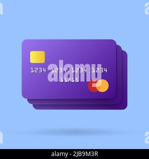 3D icone carta denaro sicurezza finanziaria per lo shopping online, pagamento online. Illustrazione Vettoriale