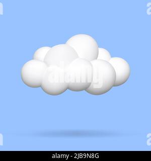 3D icone bianche nuvole immagine vettoriale isolata Illustrazione Vettoriale