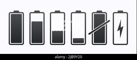 Indicatori del livello di carica della batteria con gradiente Illustrazione Vettoriale