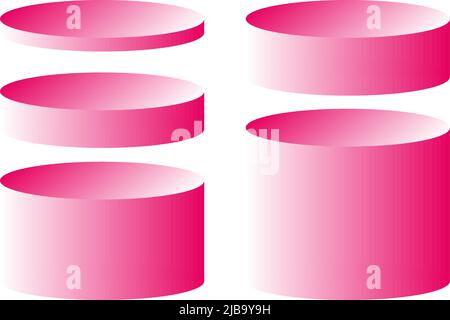 Espositore geometrico a podio. Piedistallo del cilindro tondo. stand per la presentazione dei prodotti della piattaforma 3d. Forma astratta di rendering vettoriale per la presentazione dei prodotti. Moderno sfondo rosa studio. Illustrazione Vettoriale