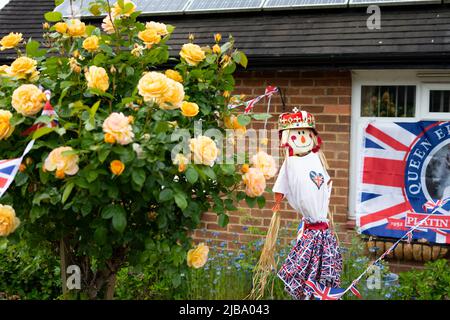 Derby, UK, 04/06/2022, decorazioni e feste di strada possono essere viste a Derby per celebrare il Giubileo del platino del Queens Foto Stock