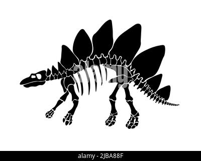 Illustrazione vettoriale con scheletro di dinosauro isolato su sfondo bianco. Illustrazione Vettoriale