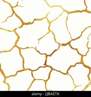 Kintsugi sfondo dorato Illustrazione Vettoriale