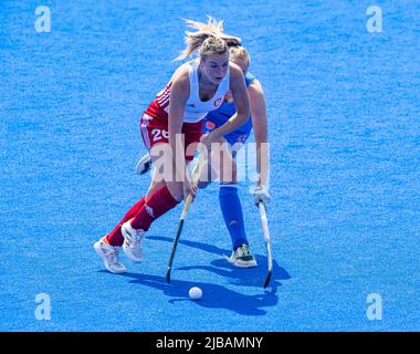 LONDRA, REGNO UNITO. Giugno 04, 2022. Durante la FIH Hockey Pro League - Inghilterra / Olanda (Donne) al Lea Valley Hockey and Tennis Center Sabato, 04 giugno 2022 a LONDRA INGHILTERRA. Credit: Taka G Wu/Alamy Live News Foto Stock