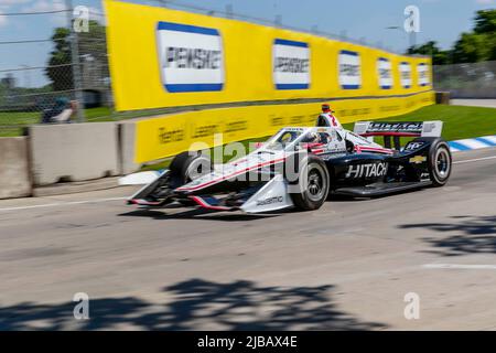 Detroit, MICHIGAN, Stati Uniti. 3rd giugno 2022. JOSEF NEWGARDEN (2) di Nashville, Tennessee, si esercita per il Gran Premio di Chevrolet Detroit al Belle Isle Park di Detroit MI. (Credit Image: © Walter G. Arce Sr./ZUMA Press Wire) Foto Stock