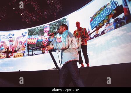 Roma, Italia. 28th maggio 2019. Silvano Albanese meglio conosciuto con il suo nome di scena Coez si esibisce dal vivo in concerto al Palazzo dello Sport di Roma. (Foto di Valeria Magri/SOPA Images/Sipa USA) Credit: Sipa USA/Alamy Live News Foto Stock