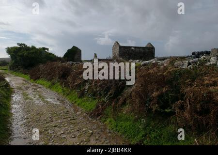 Rovina su Bosullow Common, Penwith, Cornovaglia, Inghilterra, Regno Unito Foto Stock