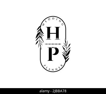HP sigla lettera matrimonio monogramma collezione loghi, disegnati a mano moderno minimalista e modelli floreali per biglietti d'invito, Salva la data, elegante Illustrazione Vettoriale