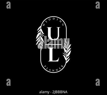 UL iniziali lettera Wedding monogramma collezione loghi, disegnati a mano moderni minimalistici e modelli floreali per carte di invito, Salva la data, elegante Illustrazione Vettoriale
