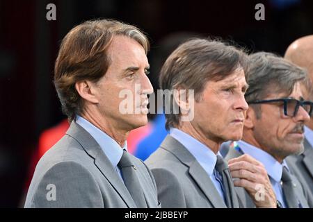 Bologna, Italia. 04th giugno 2022. A sinistra: Allenatore Roberto MANCINI (ITA), ritratto, ritratto. Football UEFA Nations League, fase di gruppo 1.matchday Italy (ITA) - Germany (GER) 1-1, on June 4th, 2022, Renato Dall `Ara Stadium Bologna Credit: dpa/Alamy Live News Foto Stock