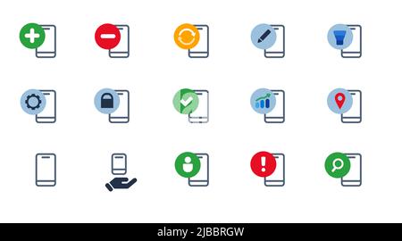 Icona di chiamata del telefono cellulare dello smartphone Imposta vettore di contorno linea sottile Illustrazione Vettoriale