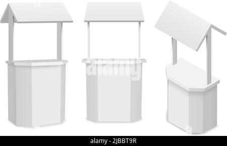 Stand di mercato vettoriale o banco di vendita al dettaglio per le vostre informazioni o promuovere il commercio. Banco mockup per promozioni, presentazioni e promozioni. Vettore Illustrazione Vettoriale