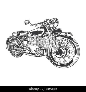 Emblema con illustrazione della motocicletta classica Illustrazione Vettoriale