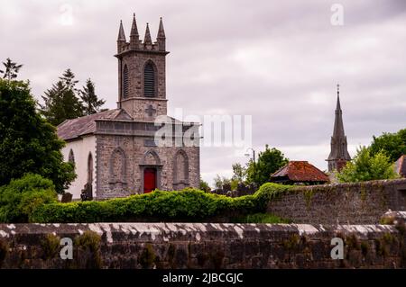 Torre merlata di St Chiesa di Patrick ad Ardagh, Irlanda. Foto Stock