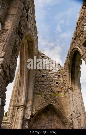 Gli archi gotici dell'abbazia di Castledermot rovinarono il convento francescano a Casteldermot, Irlanda. Foto Stock