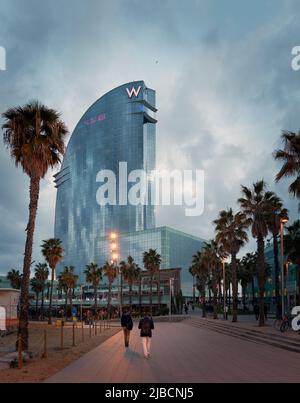 W Hotel e lungomare di Barcellona Foto Stock