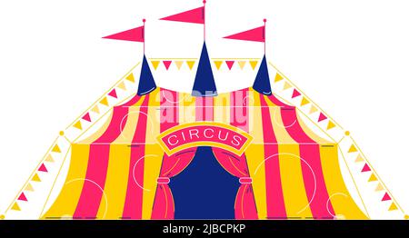 Circus funfair composizione con immagine isolata di circo classico grande top illustrazione vettoriale Illustrazione Vettoriale