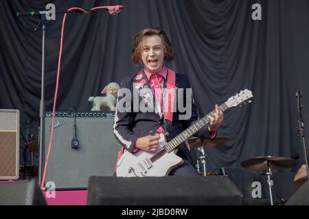 Bologna, Italia. 04th giugno 2022. I gruppi Barns Courtney, Creeper e Stracrawler hanno aperto il concerto di My Chemical Romance al Sonic Park di Bologna 2022. (Foto di Carlo Vergani/Pacific Press) Credit: Pacific Press Media Production Corp./Alamy Live News Foto Stock