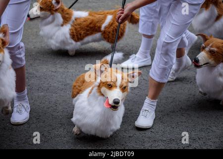 Platinum Jubilee Pageant, Londra, Regno Unito. 5th giugno 2022. Il Pageant del Giubileo del platino, procede lungo Whitehall il quarto e ultimo giorno delle celebrazioni del Giubileo del platino della Regina. Amanda Rose/Alamy Live News Foto Stock