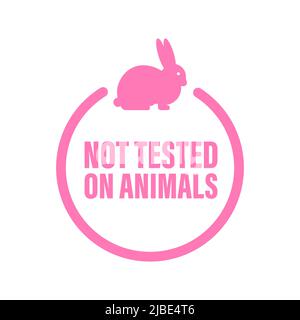 Non testato su animali. Striscione rosa senza crudeltà. Emblema vegano. Design dell'imballaggio. Prodotto naturale. Illustrazione di stock vettoriale Illustrazione Vettoriale