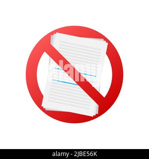 Nessun documento in stile piatto su sfondo rosso. Disegno vettoriale. Icona Business. Design piatto Illustrazione Vettoriale