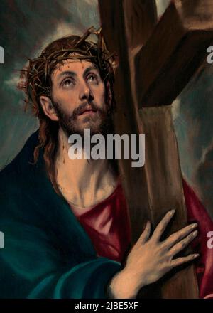 Cristo porta la croce con la corona di spine, come dipinta da El Greco Foto Stock