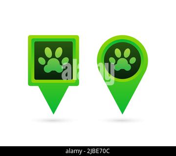 Perno di posizionamento per il tracciamento degli animali, design eccellente per qualsiasi scopo. Stampa animale Illustrazione Vettoriale