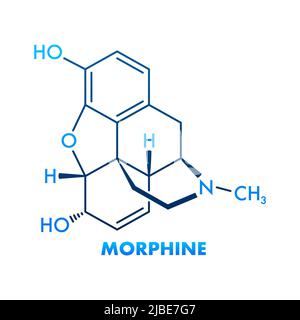 Etichetta icona formula chimica concetto morfina, illustrazione vettoriale font di testo Illustrazione Vettoriale