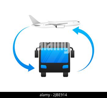 Trasporto da e per il vettore aeroportuale. Illustrazione vettoriale isolata Illustrazione Vettoriale