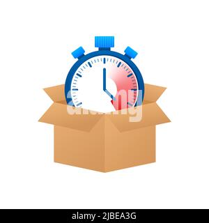 Concetto di consegna rapida con icona box.Flat. Vettore isometrico Illustrazione Vettoriale