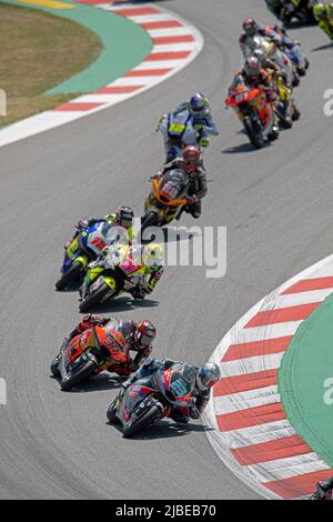 BARCELLONA, SPAGNA - GIUGNO 05 GP ENERGY OF CATALUNYA RACE DAY Moto2 gara del Gran Premio di Catalogna al Circuit de Barcelona-Catalunya il 05 giugno 2022 a Barcellona, Spagna. Foto Stock