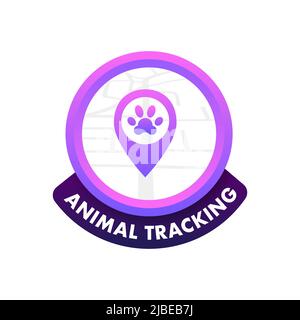 Perno di posizionamento per il tracciamento degli animali, design eccellente per qualsiasi scopo. Stampa animale Illustrazione Vettoriale