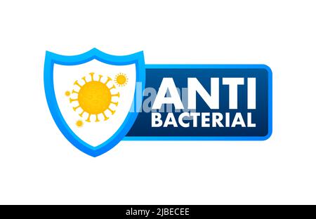 Soluzione antibatterica e antivirus. 3d icona schermata. Sfondo bianco Illustrazione Vettoriale