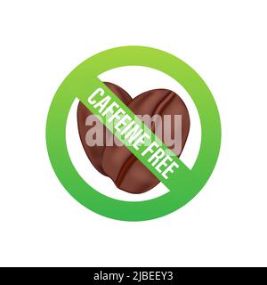 Icona della caffeina libera. Chicchi di caffè. Illustrazione dello stock vettoriale. Illustrazione Vettoriale