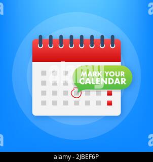 Contrassegna il tuo calendario per il design della landing page. Promemoria calendario. Icona segno di spunta Illustrazione Vettoriale