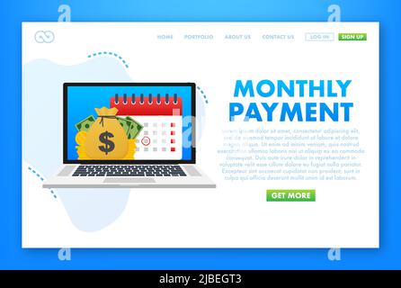 Promemoria calendario. Finanza isometrica. Pagamento mensile. Illustrazione vettoriale. Illustrazione Vettoriale