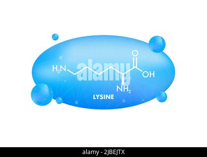 Formula di lisina, grande disegno per qualsiasi scopo. Aminoacidi essenziali formula scheletrica semplice. Illustrazione Vettoriale