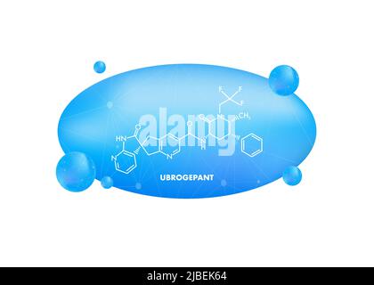 Molecola di farmaco di emicrania Ubrogepant. Formula scheletrica. Illustrazione vettoriale Illustrazione Vettoriale