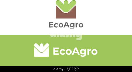 Logo della tecnologia ecologica agro-naturalistica. Eco-tech verde e logo industriale Illustrazione Vettoriale