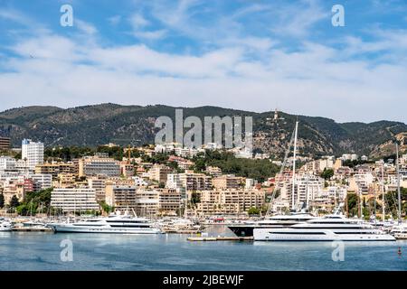 Barche nel porto turistico di Palma, Maiorca Foto Stock