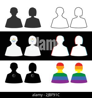 Uomo e donna con silhouette diverse Illustrazione Vettoriale