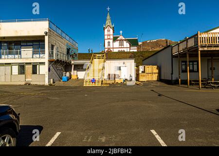 La Húsavík Chiesa in legno Húsavíkurkirkja Foto Stock