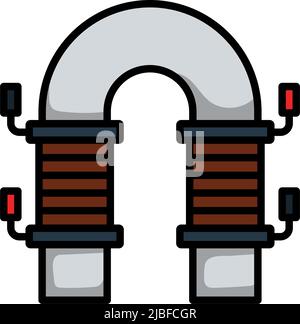 Icona magnete elettrico. Contorno grassetto modificabile con disegno di riempimento a colori. Illustrazione vettoriale. Illustrazione Vettoriale