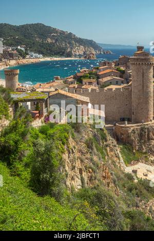 CASTELLO CITTÀ VECCHIA CAP DE TOSSA BEACH TOSSA DE MAR COSTA BRAVA CATALOGNA SPAGNA Foto Stock