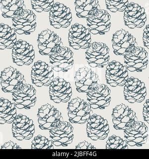 Pattern vettoriale senza giunture da coni di pino. Nature modello senza cuciture per avvolgimento, stampa tessile, cartoncino. Illustrazione Vettoriale