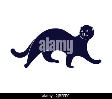 Carino nero furetto running, stilizzato animale domestico isolato Illustrazione Vettoriale
