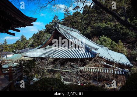 Tempio di Itsukushima e per le strade circostanti Foto Stock