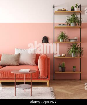 Interni minimalisti della sala da pranzo 3 D rendering Foto Stock